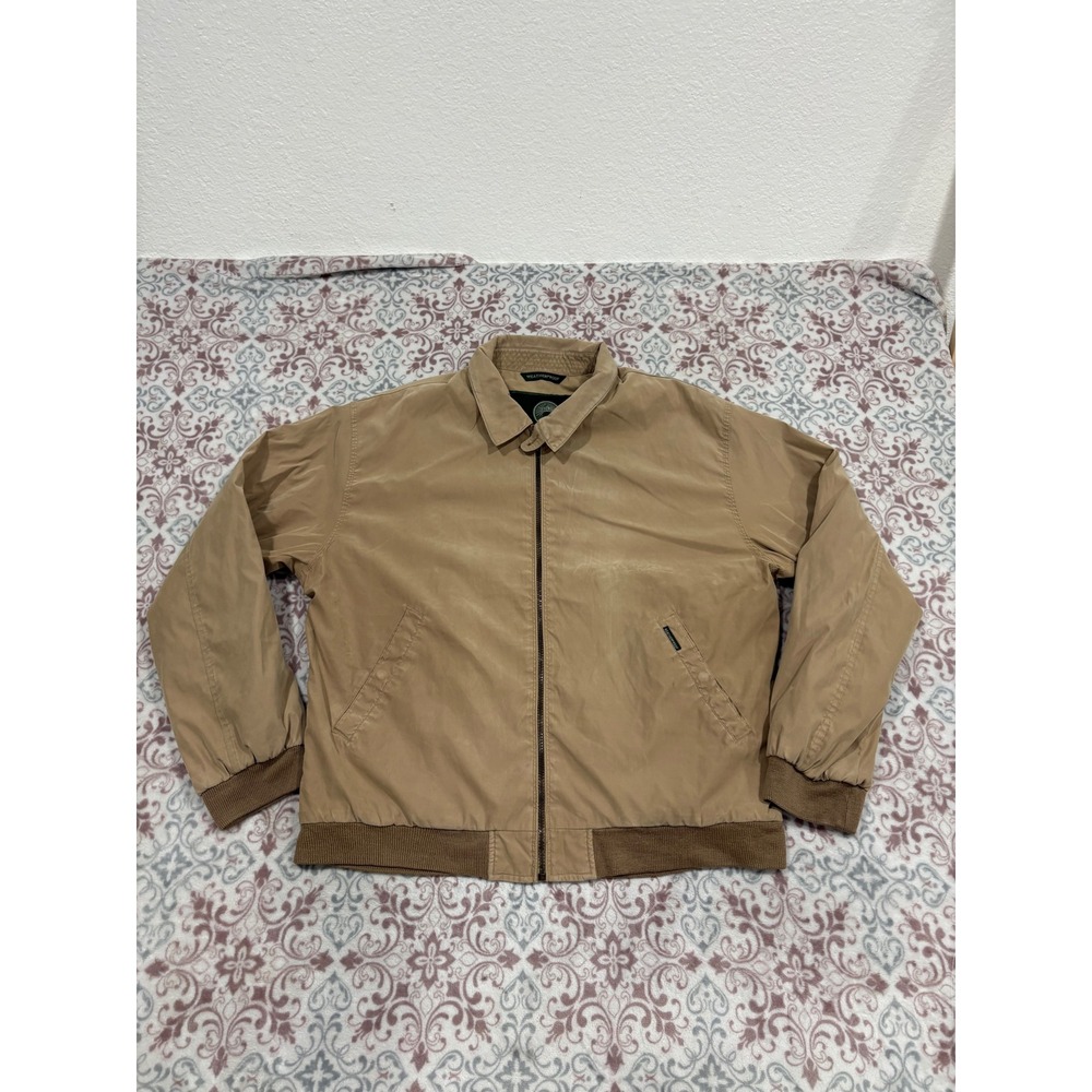 Weatherproof Mens XL Tan Khaki Microfiber Golf Jacket Full Zip Windbreaker Lined